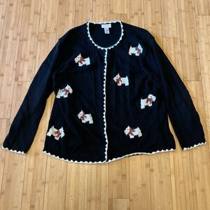Talbots Black Scottish Terrier dog knit sweater
